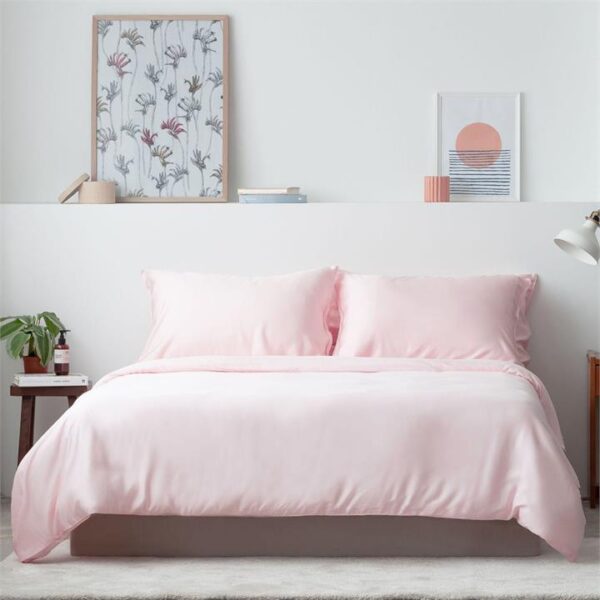 Classic Lyocell Bed Sheet Set (100% TENCEL ) | Fitted Sheet, Pillow Case & Quilt Cover Super Single / Blush Pink