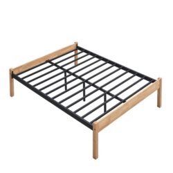 Condie Platform Bed Frame Bed Base Double Size Natural/Black