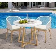 Corfu 2 Seater Outdoor Dining Table And Chair Set Brown
