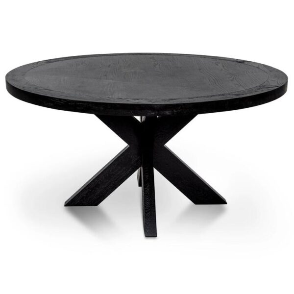 Darrel 1.5m Round Wooden Dining Table - Full Black by Interior Secrets - AfterPay Available