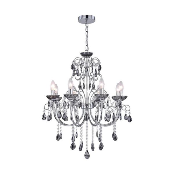 Davie Clasic Hanging Chandelier Lamp Light Chrome Smoke Large