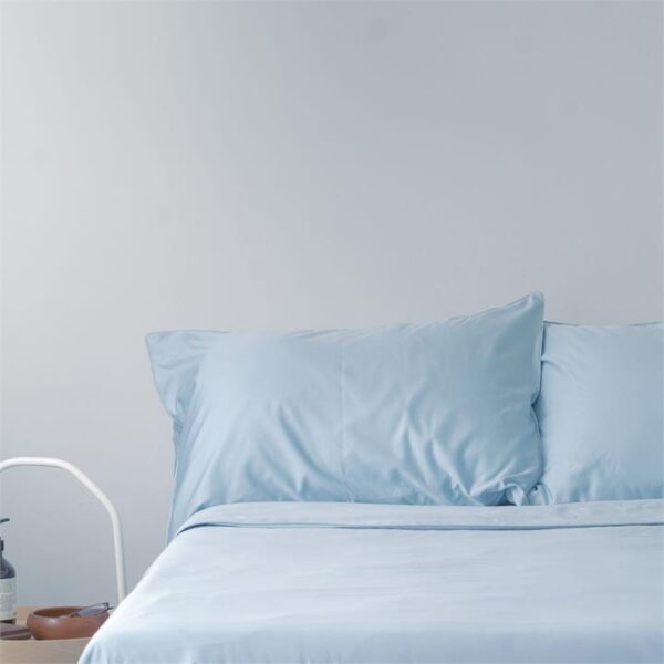 Deluxe Cotton Bed Sheet Set | Fitted Sheet, Pillow Bolster Case & Quilt Cover Super King / Glacier Blue