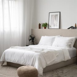 Deluxe Lyocell Bed Sheet Set (100% TENCEL ) | Fitted Sheet, Pillow Bolster Case & Quilt Cover Queen / Cloud White