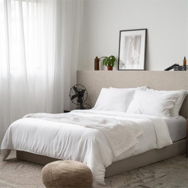 Deluxe Lyocell Bed Sheet Set (100% TENCEL ) | Fitted Sheet, Pillow Bolster Case & Quilt Cover Queen / Cloud White