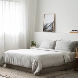 Deluxe Lyocell Bed Sheet Set (100% TENCEL ) | Fitted Sheet, Pillow Bolster Case & Quilt Cover Queen / Mist Grey