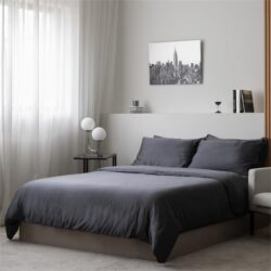Deluxe Lyocell Bed Sheet Set (100% TENCEL ) | Fitted Sheet, Pillow Bolster Case & Quilt Cover Queen / Slate Grey