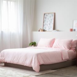 Deluxe Lyocell Bed Sheet Set (100% TENCEL ) | Fitted Sheet, Pillow Bolster Case & Quilt Cover Super King / Blush Pink