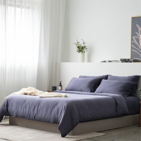 Deluxe Lyocell Bed Sheet Set (100% TENCEL ) | Fitted Sheet, Pillow Bolster Case & Quilt Cover Super King / Midnight Blue