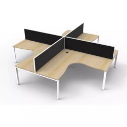 Deluxe Rapid Infinity 4 Person Corner Workstation Pod With Screens