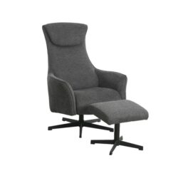 Design Square Fabric Relaxing Accent Lounge Armchair With Footstool Ottoman - Grey