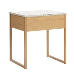 Design Square Gloria Nightstand Bedside Table Terrazzo Effect Top W/ 1 Drawer Oak