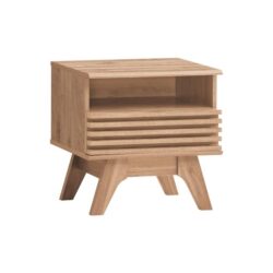 Design Square Karyn Wooden Open Shelf Nightstand Side Bedside Table W/ 1-Drawer - Oak