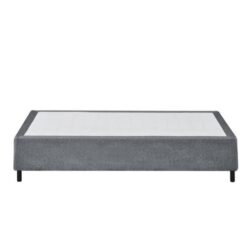 Design Square Knitted Fabric Bed Frame Bed Base Single Size Solid Wood Legs Grey