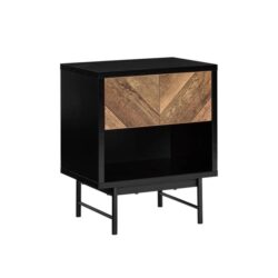 Design Square Magnus Nightstand Bedside Table 1-Drawer Walnut/Black