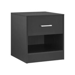 Design Square Marcus Wooden Nightstand Bedside Table W/ 1-Drawer Black