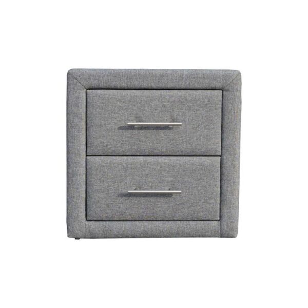 Design Square Modern 2-Drawer Fabric Nightstand Bedside Table - Dark Grey