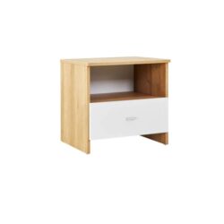 Design Square Modern Open Shelf Bedside NightStand Side Table With Drawer - Natural / White