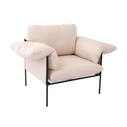 Design Square Stylish Modern Fabric Relaxing Accent Lounge Armchair Metal Frame