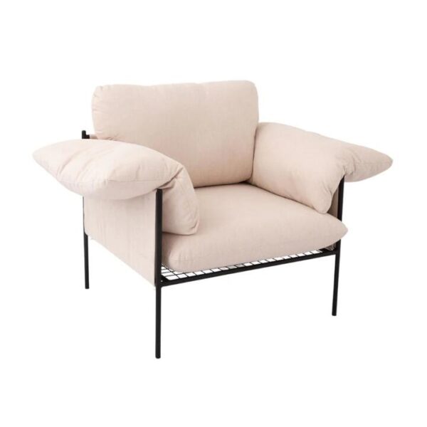 Design Square Stylish Modern Fabric Relaxing Accent Lounge Armchair Metal Frame