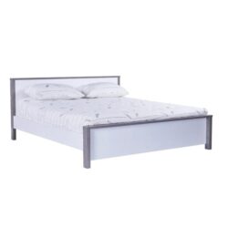 Design Square Wooden Double Bed Frame - White / Grey