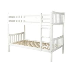 Design Square Wooden Timber Solid Pine King Single Size Bunk Bed Frame - White