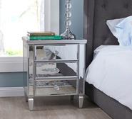 Diamond Bedside Table Mirror 3 Drawer