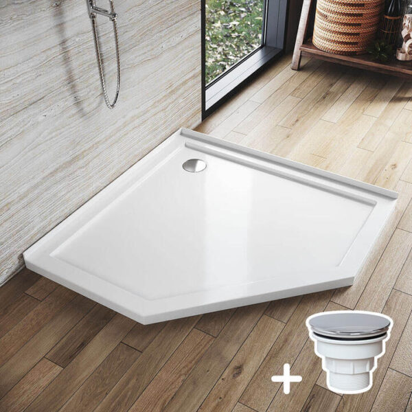 Diamond Solid Shower Base Shower Tray, 1000 x 1000mm / Sliver (Chromed-plating)