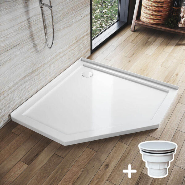 Diamond Solid Shower Base Shower Tray, 1000 x 1000mm / White Plastic