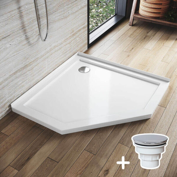 Diamond Solid Shower Base Shower Tray, 900 x 900mm / Sliver (Chromed-plating)