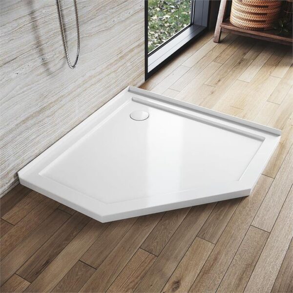 Diamond Solid Shower Base Shower Tray, 900 x 900mm / White Plastic