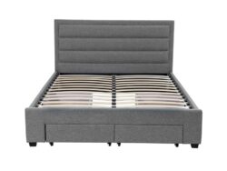 Double Greta Fabric Bed Frame Base with Storage Drawer-Light Grey