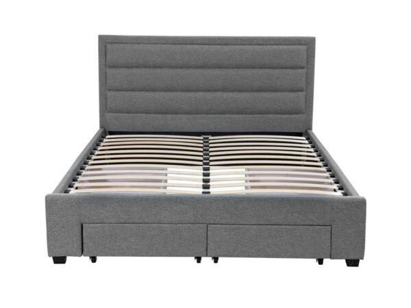 Double Greta Fabric Bed Frame Base with Storage Drawer-Light Grey