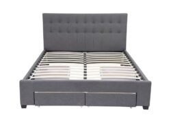 Double Maria Fabric Bed Frame Base with Storage Drawer-Light Grey