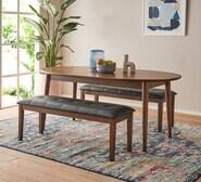 Draper 6 Seater Dining Table With Benches Brown