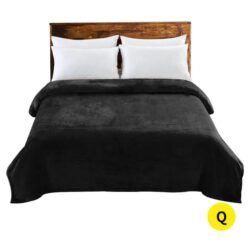 DreamZ 320GSM 220x240cm Ultra Soft Mink Blanket Warm Throw in Black Colour