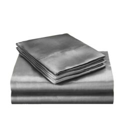 DreamZ Silky Satin Quilt Cover Set Bedspread Pillowcases Summer Double Grey