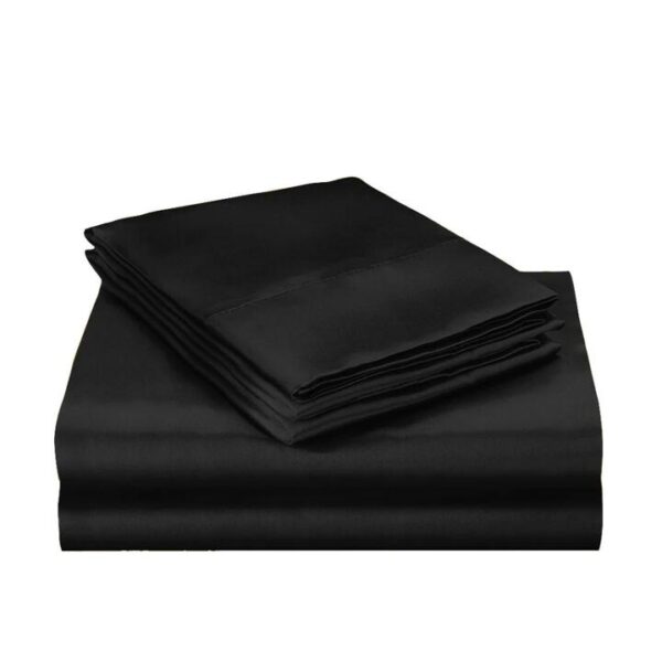 DreamZ Silky Satin Quilt Cover Set Bedspread Pillowcases Summer Queen Black