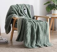 Dreamaker Reversible Sherpa Coral Fleece Heated Throw Green