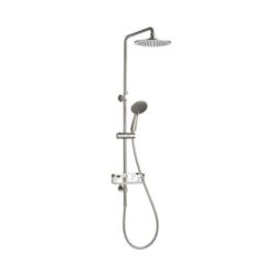 ECO Dual Elite Round Rain Shower Rail Set with Soap Basket - Brushed Nickel