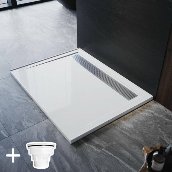 ELEGANT Rectangle Durable SMC Shower Base White, 1200 x 900mm