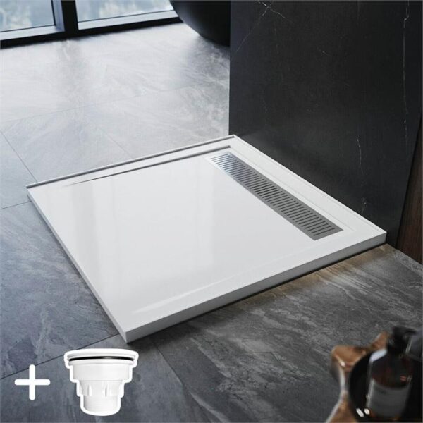 ELEGANT Rectangle Durable SMC Shower Base White, 900 x 900mm