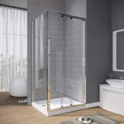 ELEGANT SHOWERS 3 Panel Sliding Door with Side panel Shower Enclosure, 860 x 1000mm