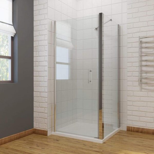 ELEGANT SHOWERS Bathroom Frameless Pivot Shower Screen, 760 x 800mm