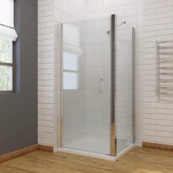 ELEGANT SHOWERS Bathroom Frameless Pivot Shower Screen, 860 x 1000mm