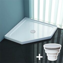 ELEGANT SHOWERS Center Waste Hole Diamond Shower Base, 900 x 900mm / White Plastic