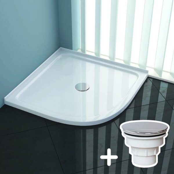 ELEGANT SHOWERS Durable Acrylic Fiberglass Curved Shower Base, 1000 x 1000mm / Sliver (Chromed-plating)