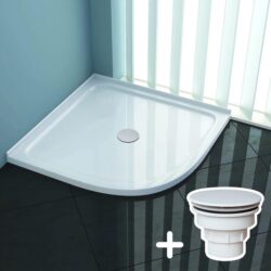 ELEGANT SHOWERS Durable Acrylic Fiberglass Curved Shower Base, 1000 x 1000mm / White Plastic