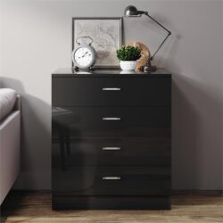 ELEGANT SHOWERS Four Drawer Bedside Table Black