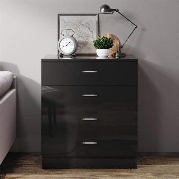 ELEGANT SHOWERS Four Drawer Bedside Table Black