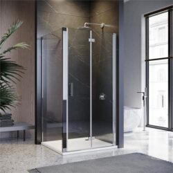 ELEGANT SHOWERS Frameless Bifold Pivot Shower Screen Shower Enclosure 860-1000mm, 860 x 760mm